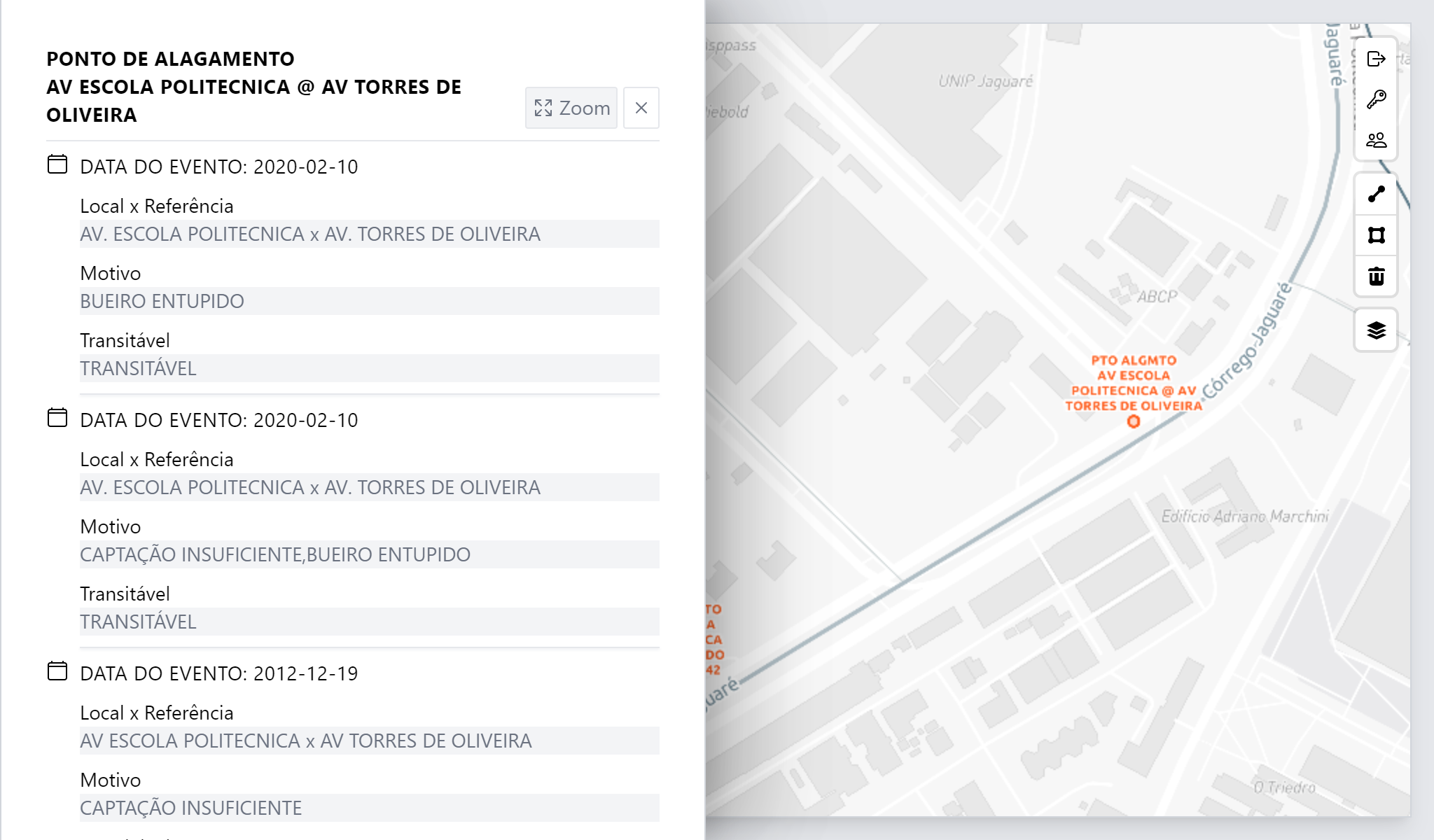 Pontos de Alagamento - layout anterior